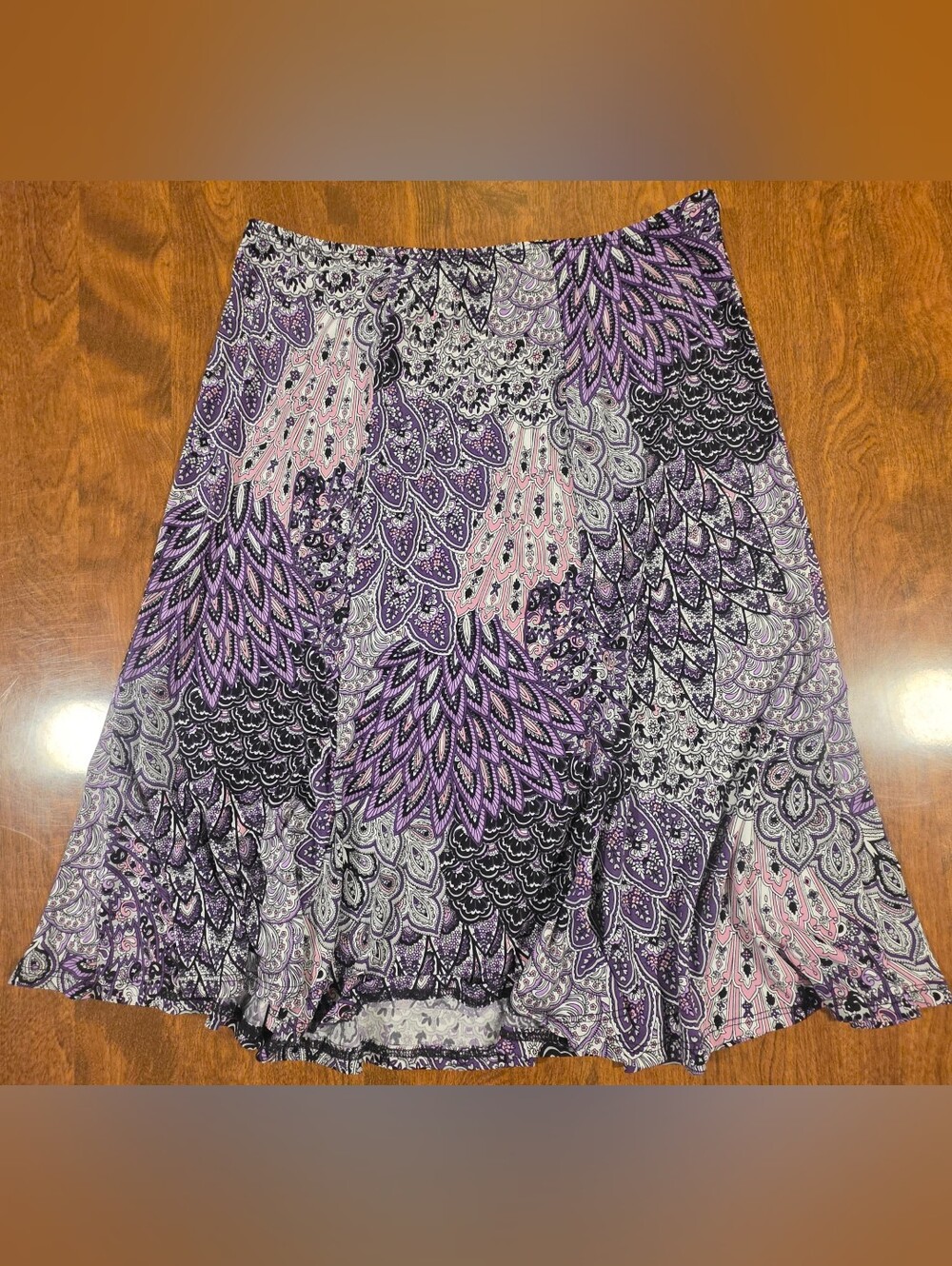 Connected Apparel Purple Paisley Circle Skirt with Pink & Black Accents